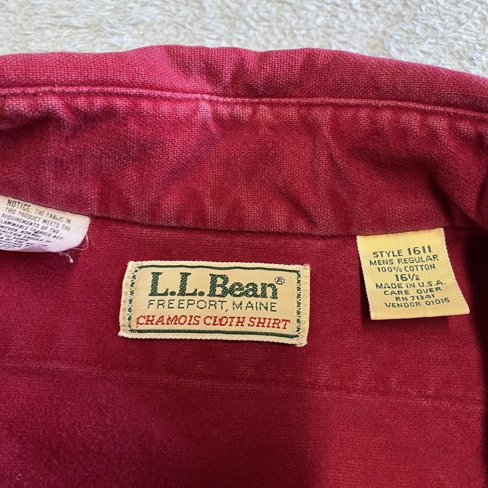 Vintage LL Bean Chamois Cloth Shirt Mens 16.5 Red Flannel Hiking Outdoor USA - Picture 2 of 9